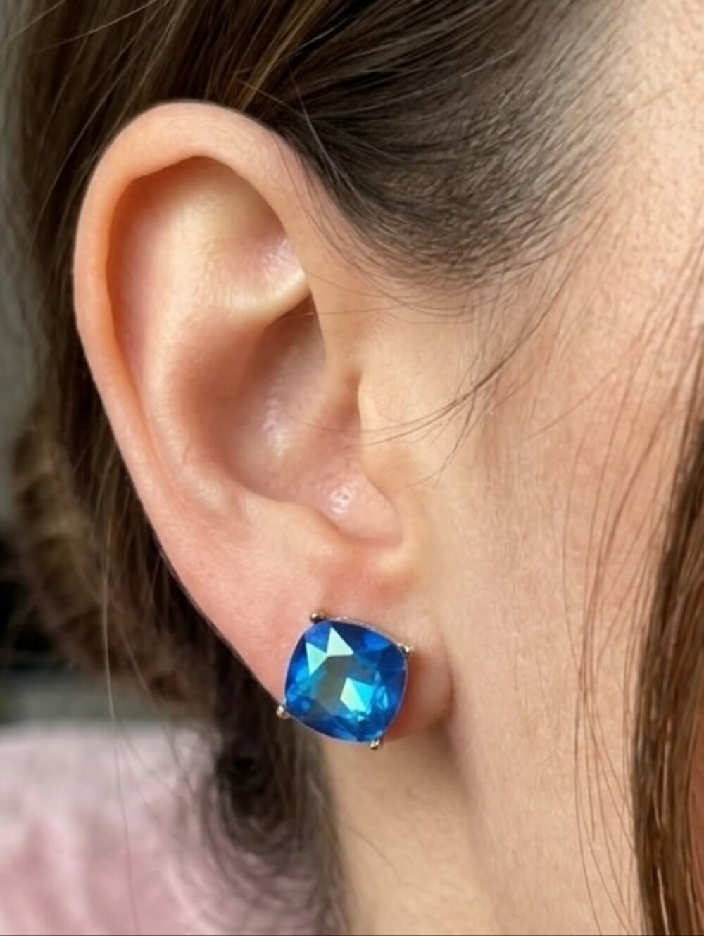 ITsSense Blue Crystal Oversized Stud Earrings NWT